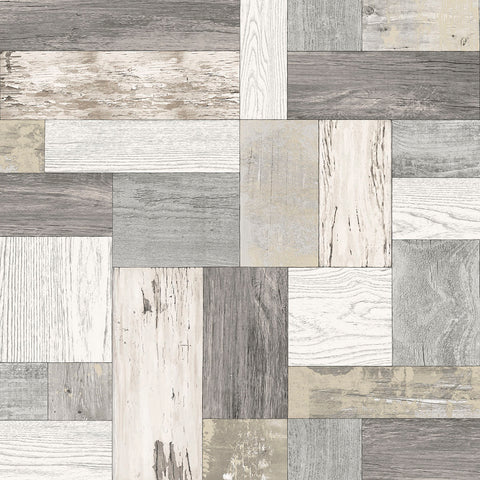 2922-25383 Keaton Neutral Distressed Wood Wallpaper