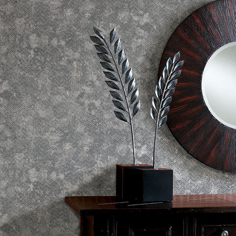 2927-00602 Luna Pewter Distressed Chevron Wallpaper