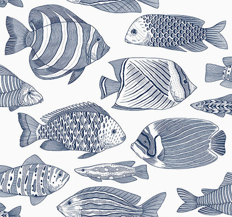 2927-80202 Wailea Indigo Tropical School Wallpaper