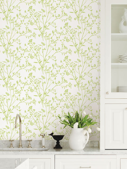 2927-80704 Southport Chartreuse Delicate Branches Wallpaper