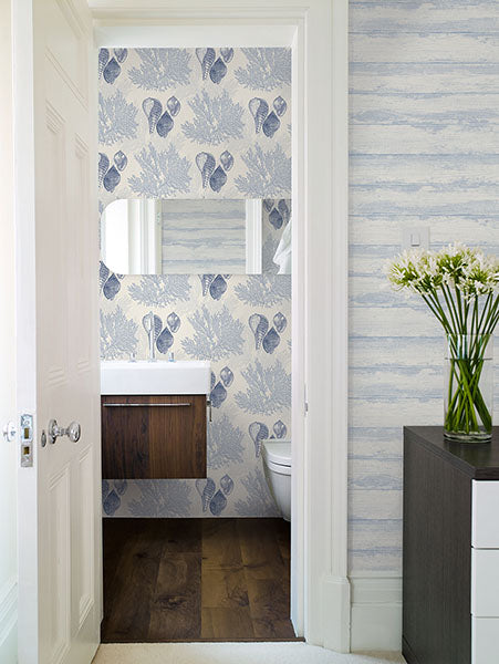 2927-81202 Nauset Blue Seashell Shores Wallpaper