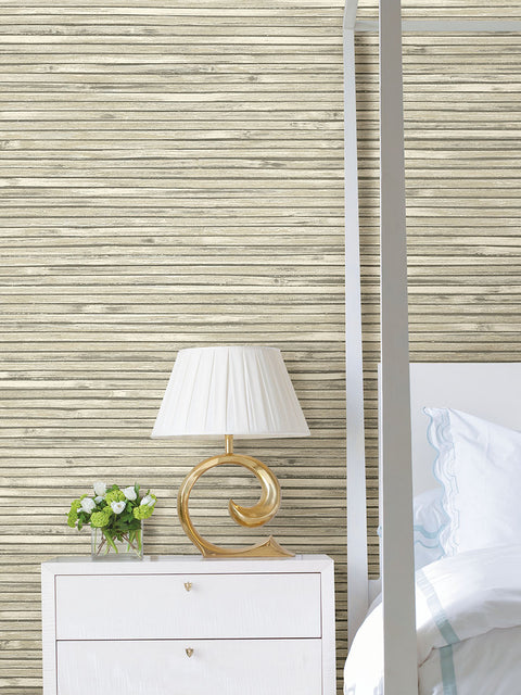 2927-81305 Bellport Ivory Wooden Slat Wallpaper
