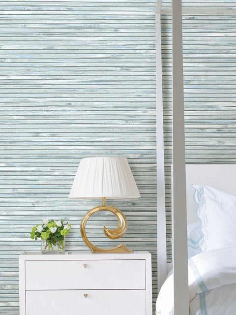 2927-81312 Bellport Sky Blue Wooden Slat Wallpaper
