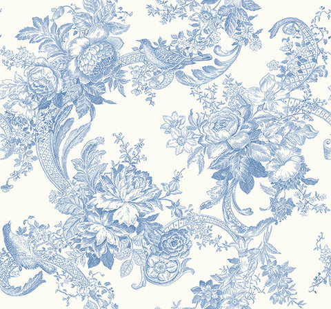 2927-81602 Carmel Light Blue Baroque Florals Wallpaper