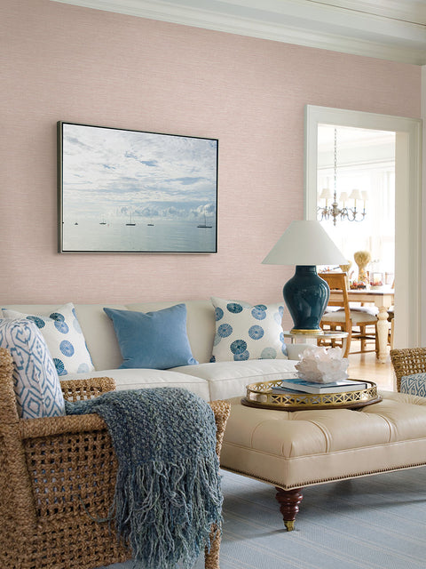 2927-81701 Tiverton Blush Faux Grasscloth Wallpaper