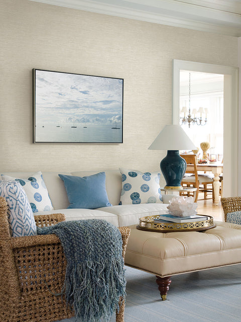 2927-81705 Tiverton Bone Faux Grasscloth Wallpaper