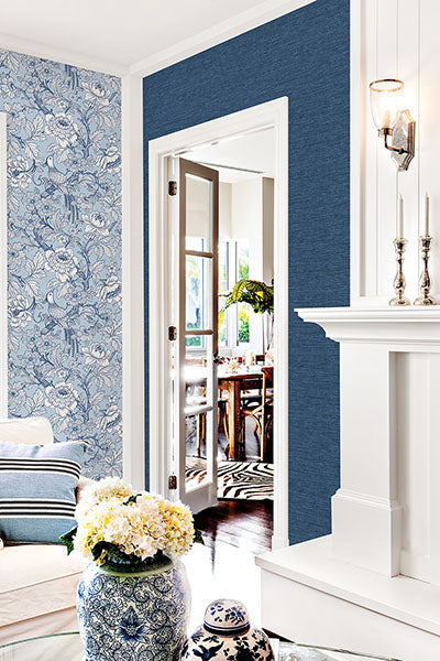 2927-81712 Tiverton Indigo Faux Grasscloth Wallpaper