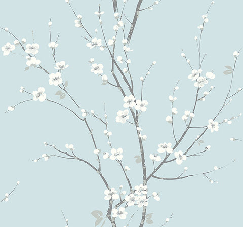2927-81802 Monterey Sky Blue Floral Branch Wallpaper