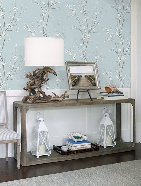 2927-81802 Monterey Sky Blue Floral Branch Wallpaper