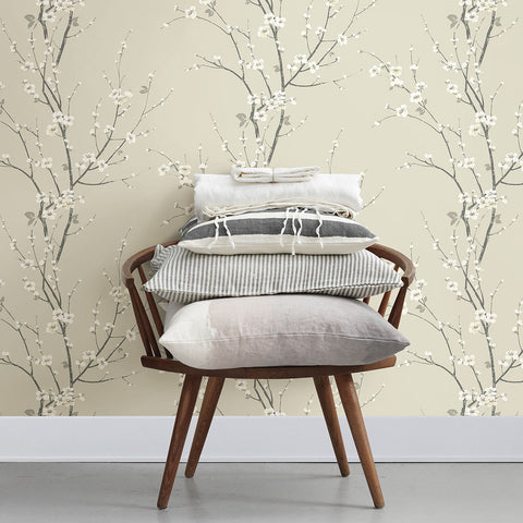 2927-81805 Monterey Ivory Floral Branch Wallpaper