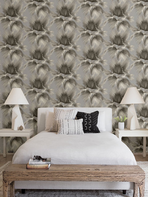 2927-81908 Summer Palm Platinum Tropical Wallpaper