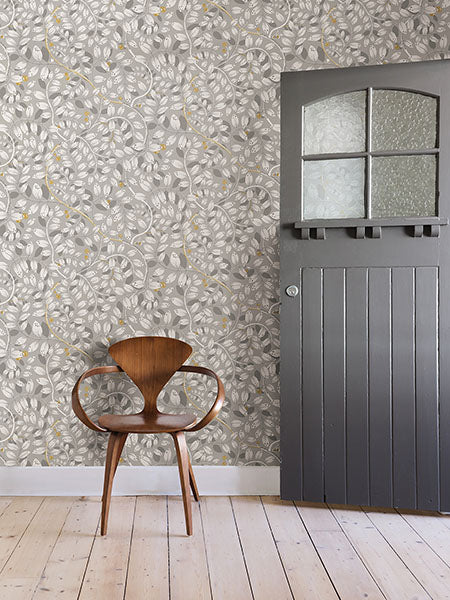 2932-65104 Kirke Grey Leafy Vines Wallpaper