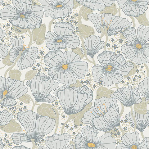 2932-65110 Matilda Blue Poppy Fields Wallpaper