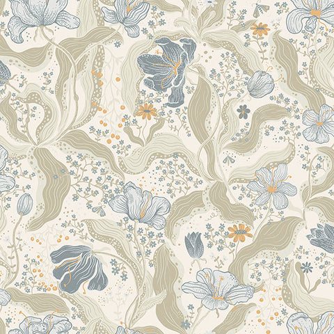 2932-65115 Bodri Light Blue Tulip Garden Wallpaper