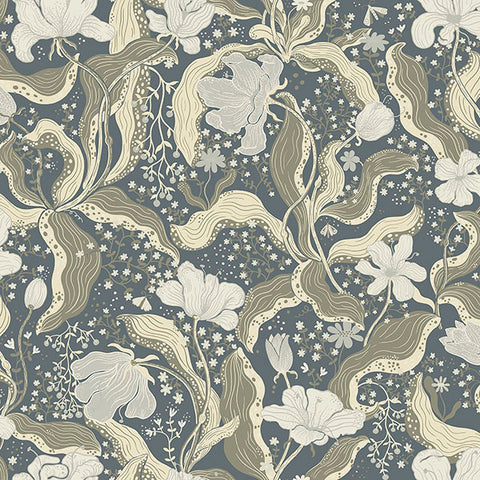 2932-65117 Bodri Blue Tulip Garden Wallpaper