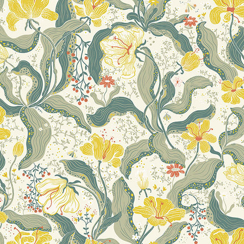 2932-65118 Bodri Yellow Tulip Garden Wallpaper