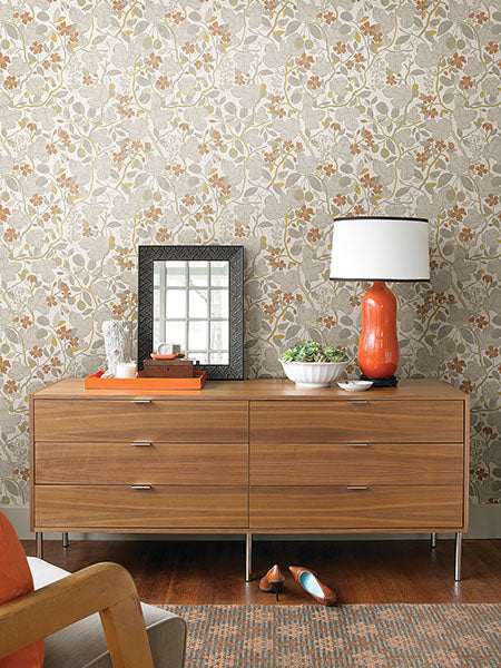 2932-65124 Ewald Grey Garden Vines Wallpaper