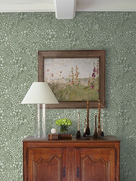 2932-65125 Siv Dark Green Botanical Wallpaper