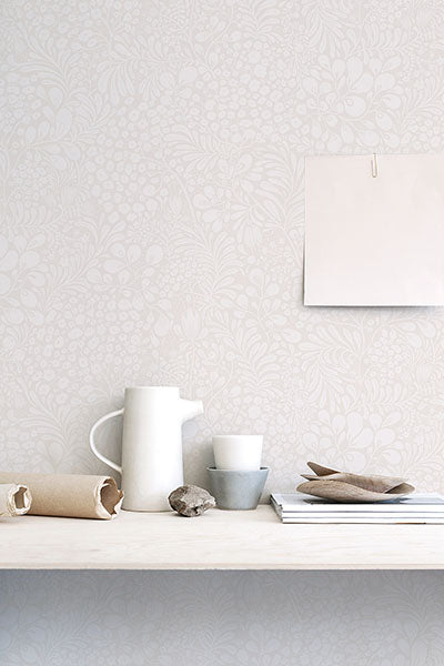 2932-65132 Siv Light Grey Botanical Wallpaper