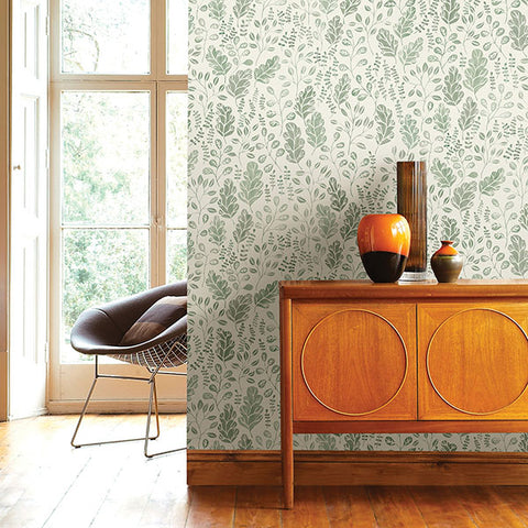 2948-27014 Isha Green Leaf Wallpaper
