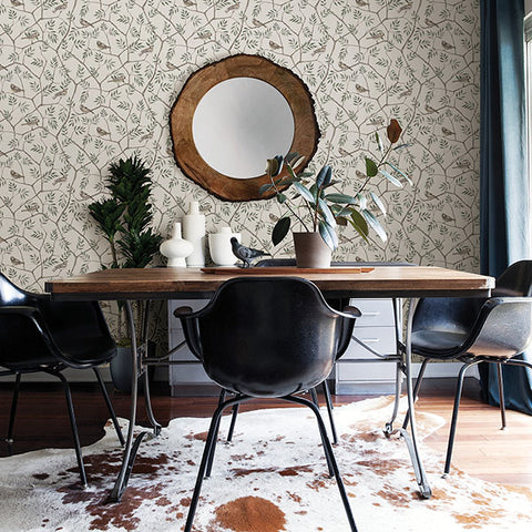 2948-27015 Crossbill Off-White Branches Wallpaper
