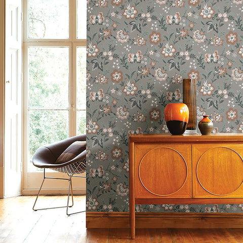 2948-28002 Athena Grey Floral Wallpaper