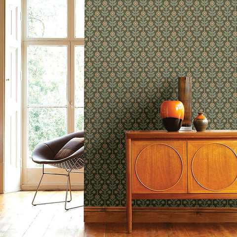 2948-28009 Aya Green Floral Wallpaper