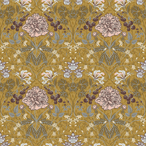 2948-28016 Celestine Mustard Floral Wallpaper