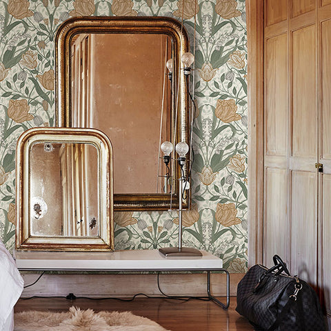 2948-33006 Tulipa Green Floral Wallpaper