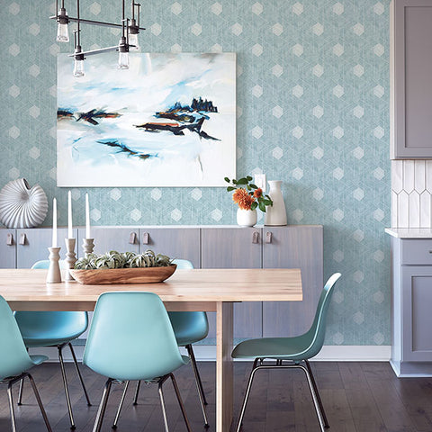 2964-25904 Granada Aqua Geometric Wallpaper