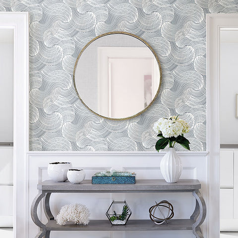 2964-25908 Karson Slate Swirling Geometric Wallpaper