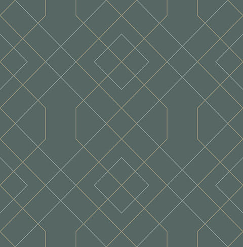 2964-25911 Ballard Teal Geometric Wallpaper