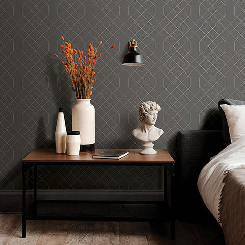 2964-25912 Ballard Grey Geometric Wallpaper