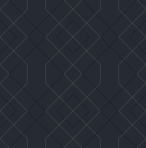 2964-25913 Ballard Indigo Geometric Wallpaper