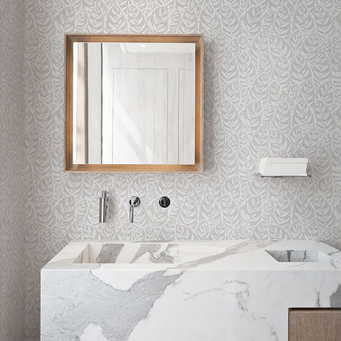 2964-25925 Del Mar Grey Botanical Wallpaper