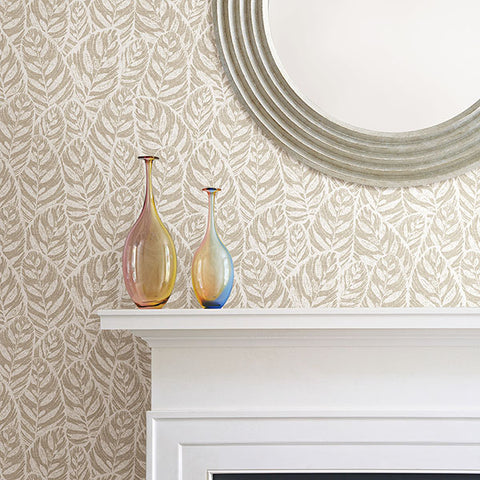 2964-25926 Del Mar Beige Botanical Wallpaper