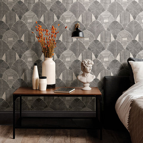 2964-25928 Westport Charcoal Geometric Wallpaper