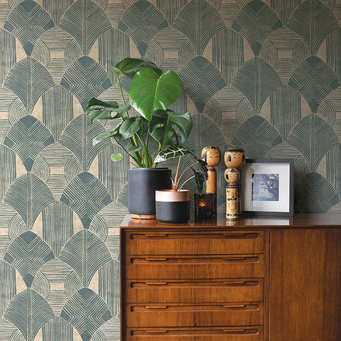 2964-25931 Westport Teal Geometric Wallpaper