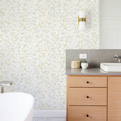 2964-25933 Thea Light Grey Floral Trail Wallpaper