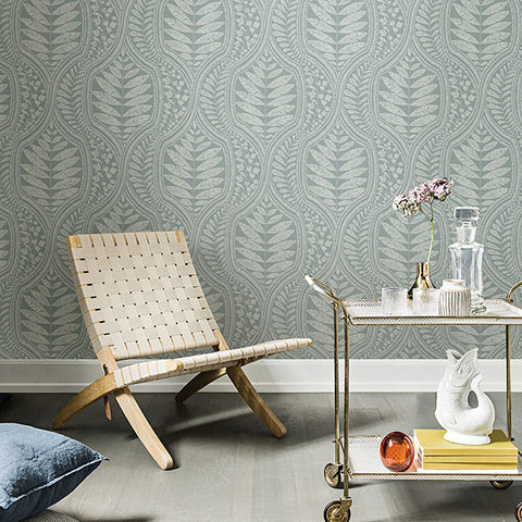 2964-25950 Juno Teal Ogee Wallpaper