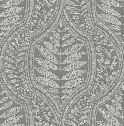 2964-25951 Juno Dark Grey Ogee Wallpaper