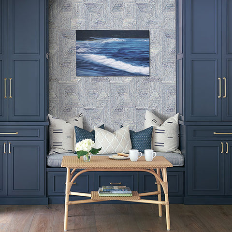 2964-25955 Merritt Indigo Geometric Wallpaper