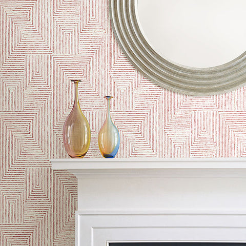 2964-25956 Merritt Red Geometric Wallpaper