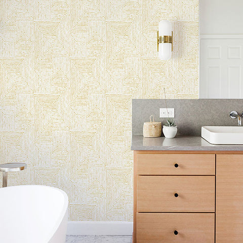 2964-25957 Merritt Honey Geometric Wallpaper
