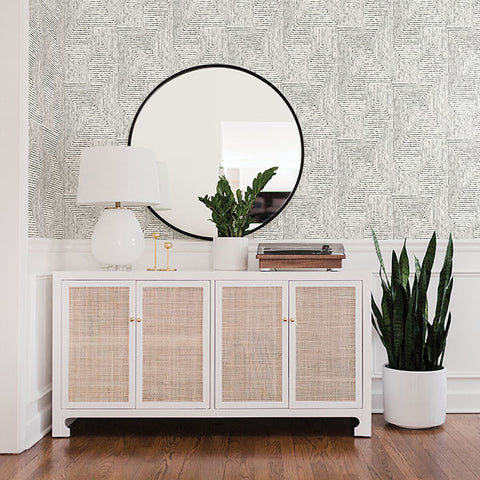 2964-25958 Merritt Black Geometric Wallpaper