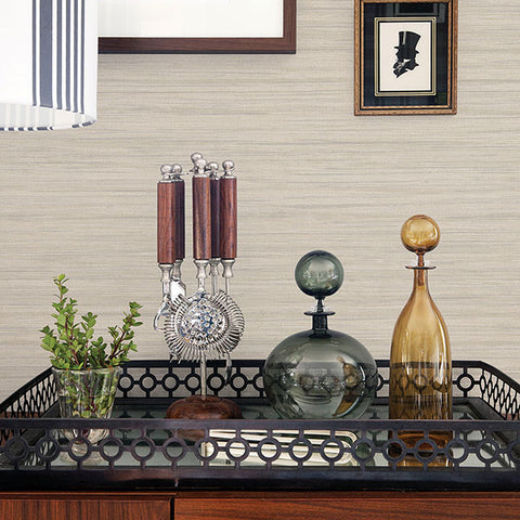 2964-25965 Barnaby Light Grey Faux Grasscloth Wallpaper