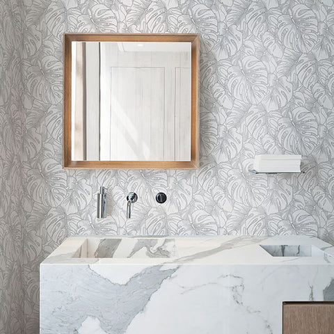 2964-87344 Balboa Silver Botanical Wallpaper