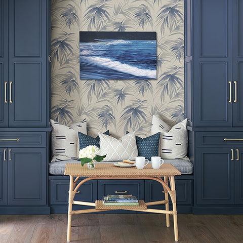 2964-87410 Darlana Blue Grasscloth Wallpaper