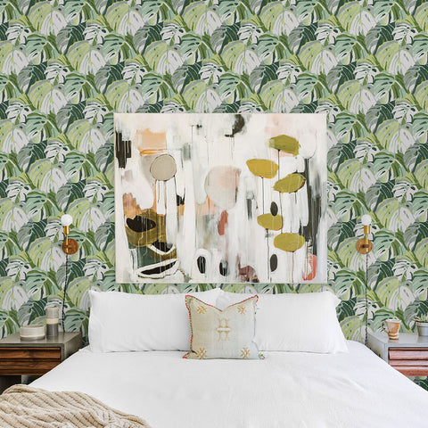 2969-26006 Samara Green Monstera Leaf Wallpaper