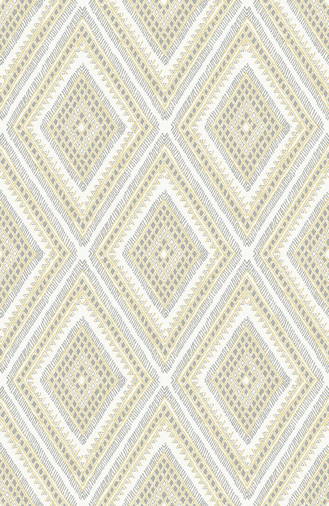 2969-26014 Zaya Light Yellow Tribal Diamonds Wallpaper